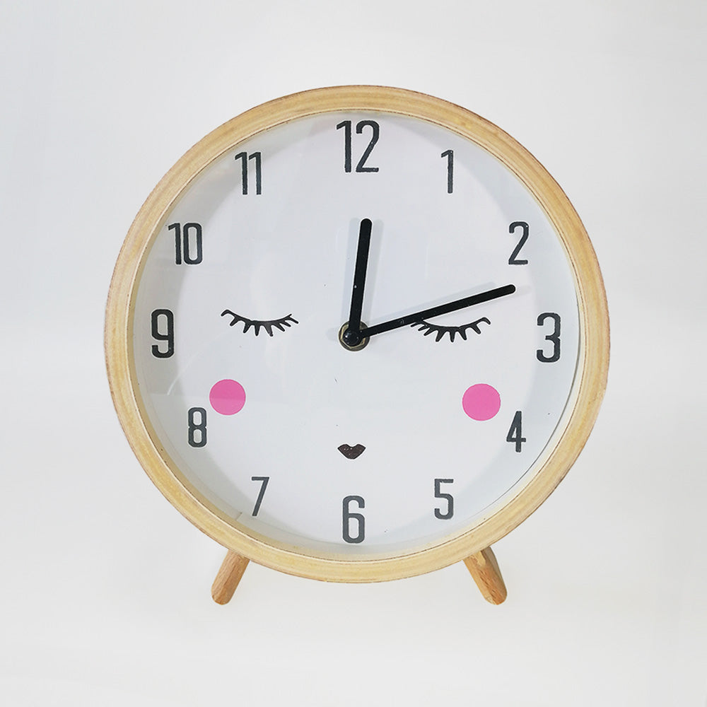 Round Wooden Table 'Face' Clock