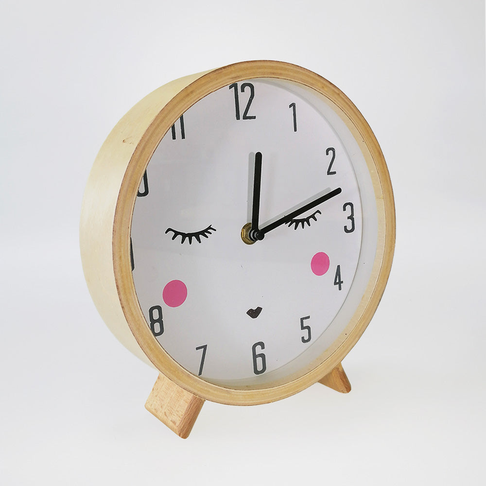 Round Wooden Table 'Face' Clock