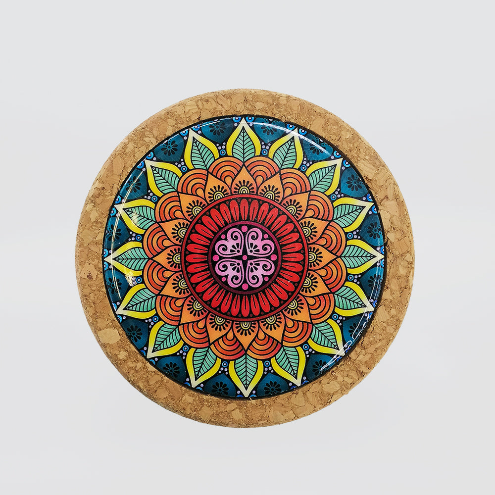 Round Floral Cork Coasters