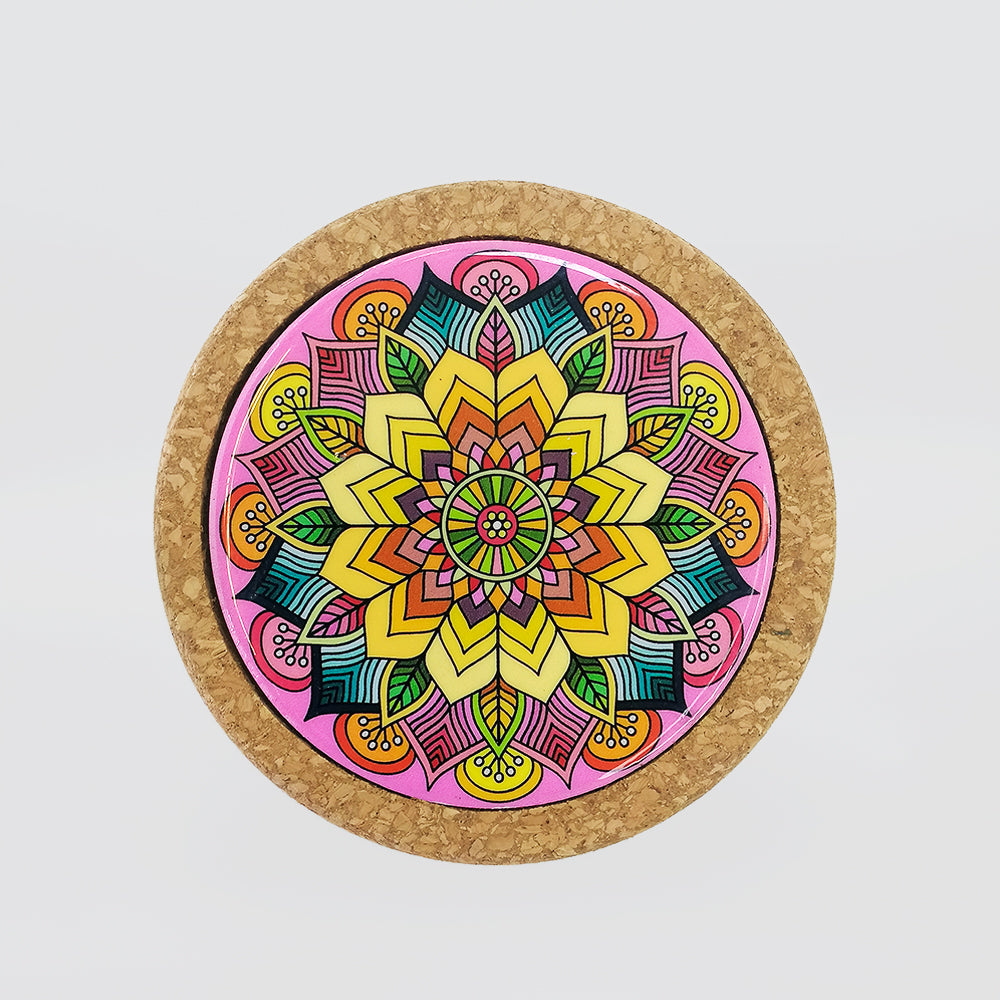 Round Floral Cork Coasters