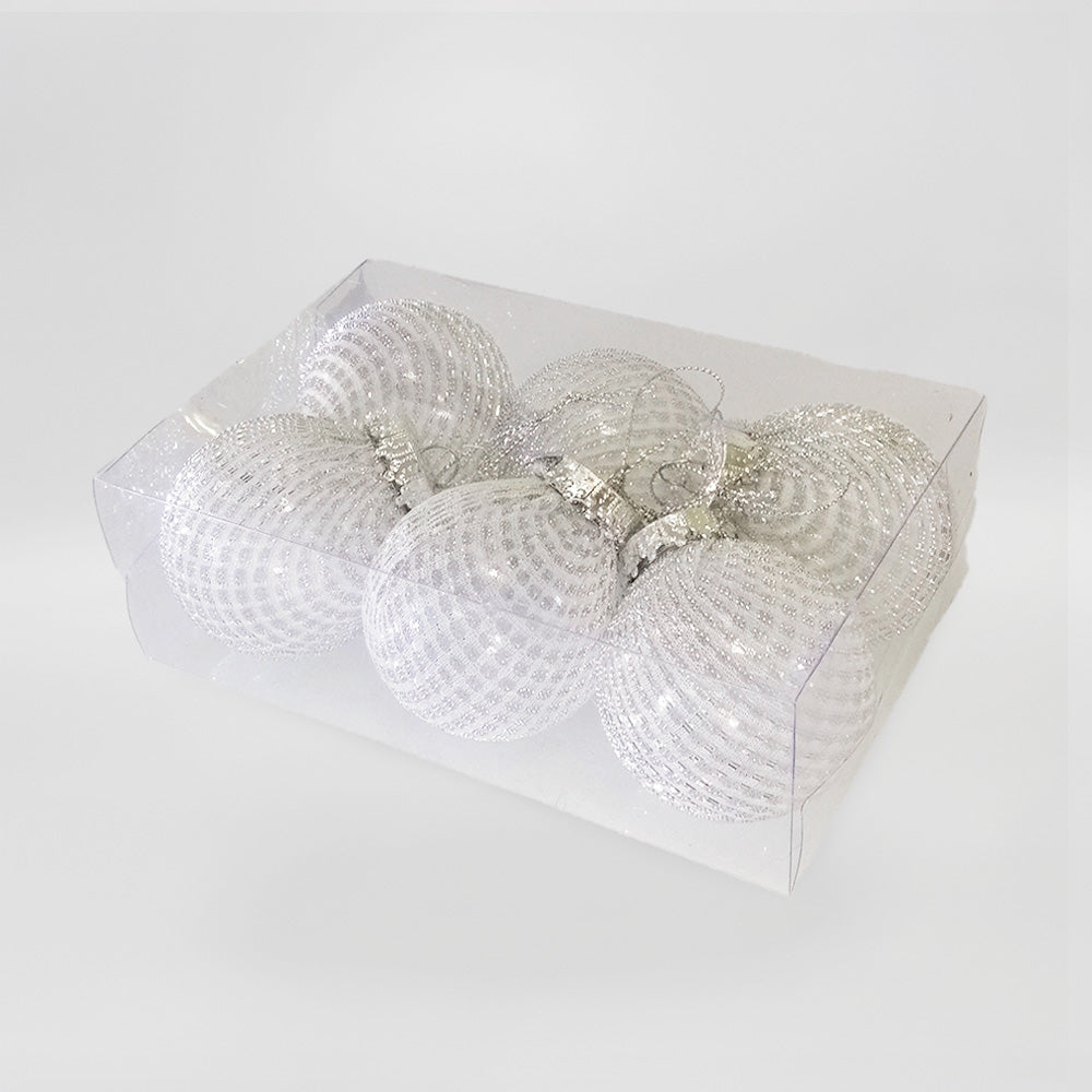 Silver Xmas Baubles - 6pk