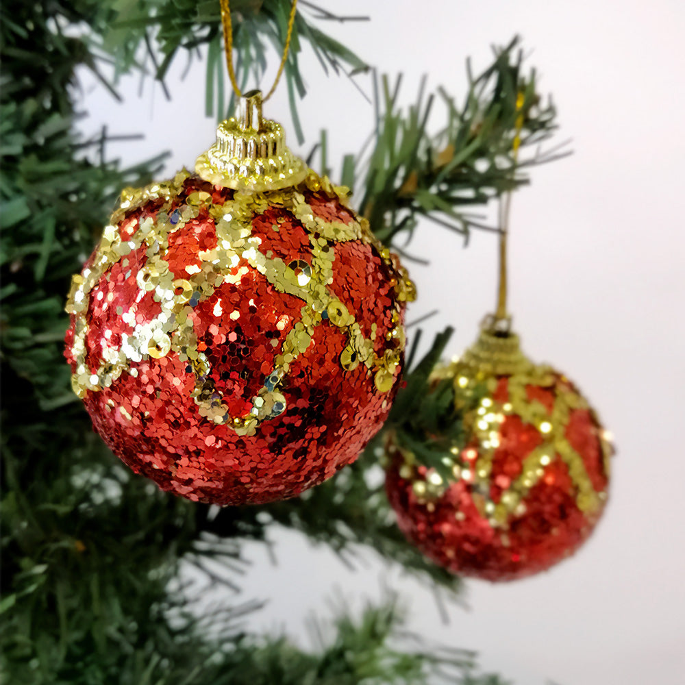 Red Xmas Baubles - 6pk