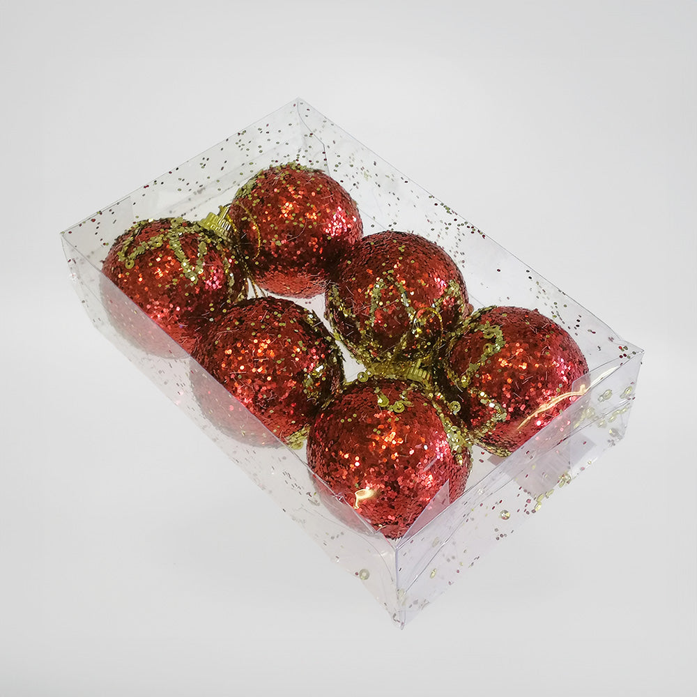 Red Xmas Baubles - 6pk