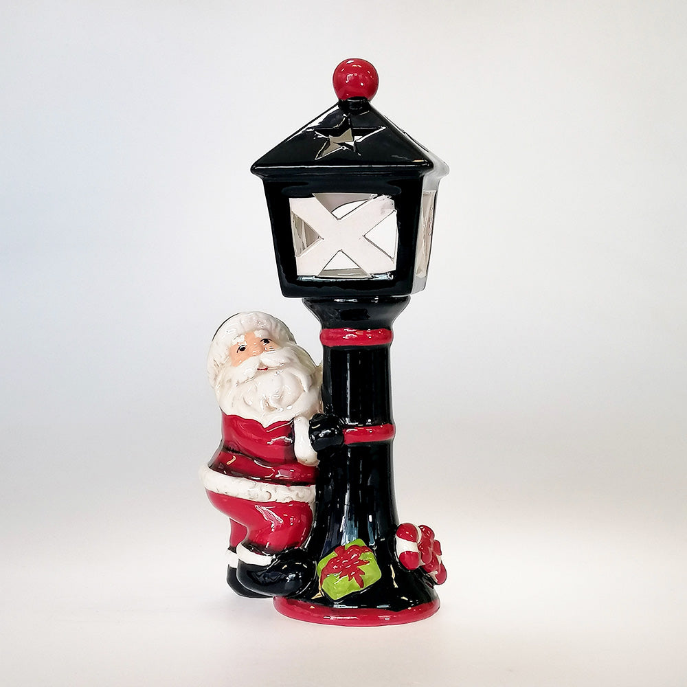 Ceramic Santa With Lamp - Candle Holder