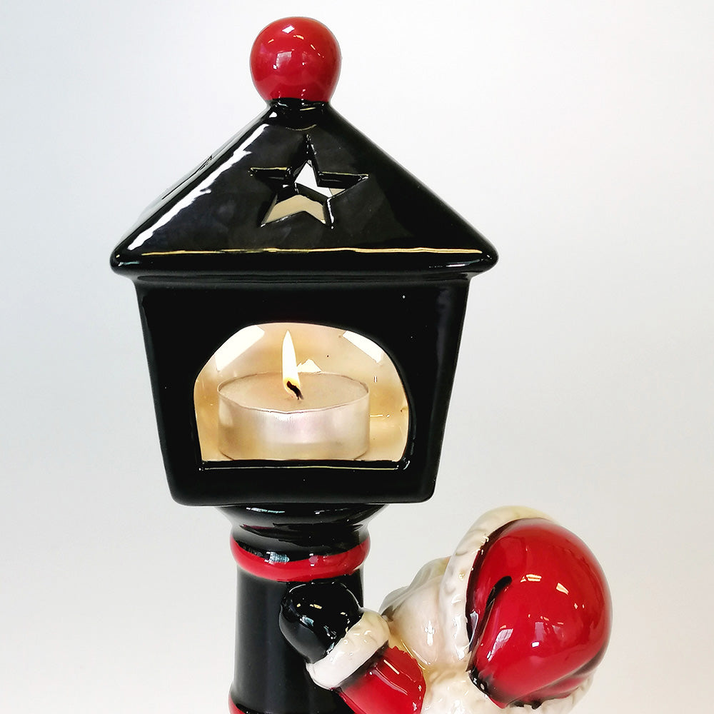 Ceramic Santa With Lamp - Candle Holder