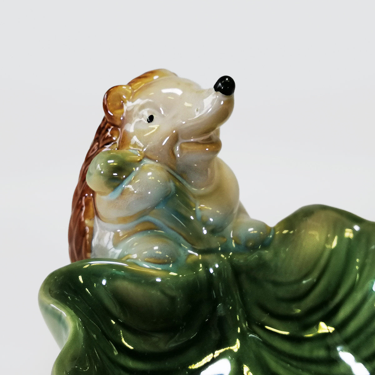 Ceramic Hedgehogs With Leaf Bowls