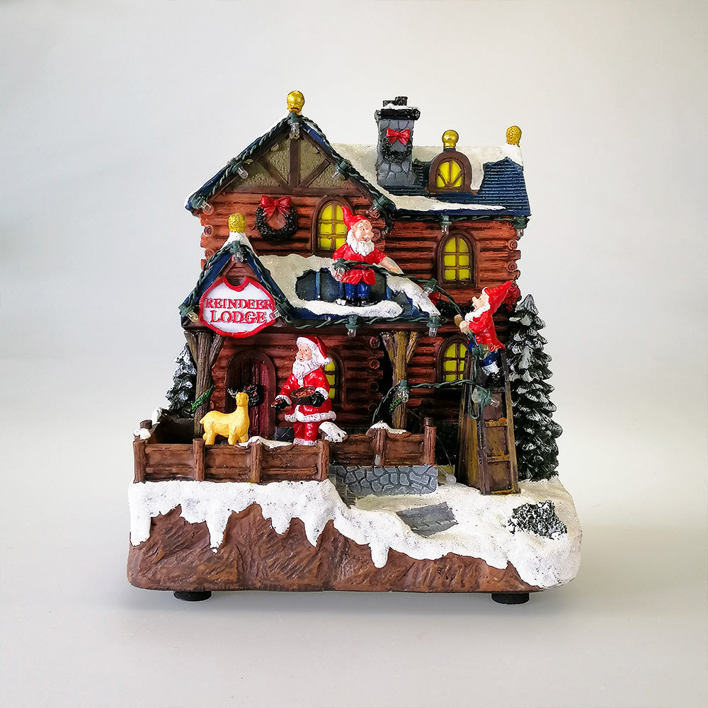 Xmas Reindeer Lodge - Light up Diorama