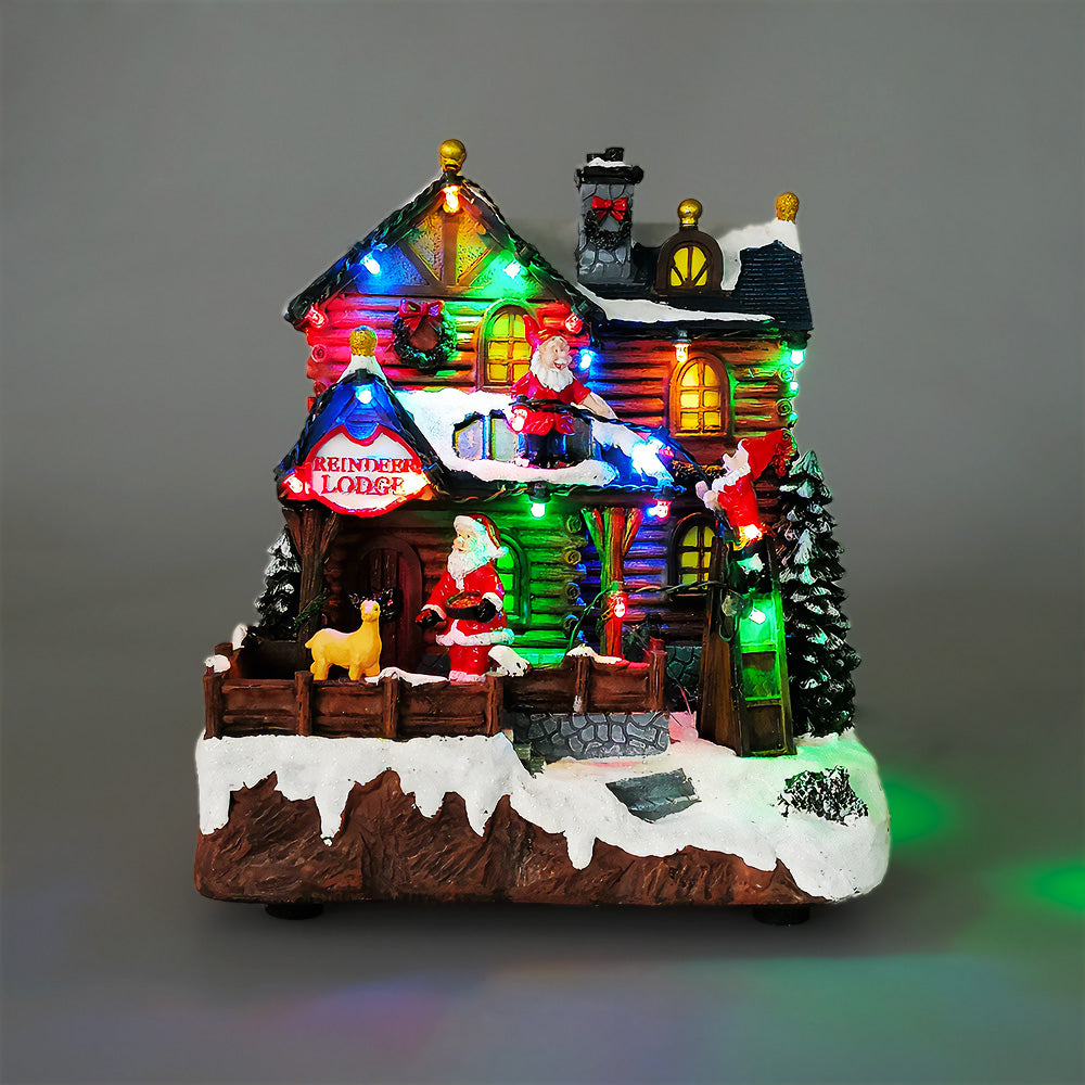 Xmas Reindeer Lodge - Light up Diorama