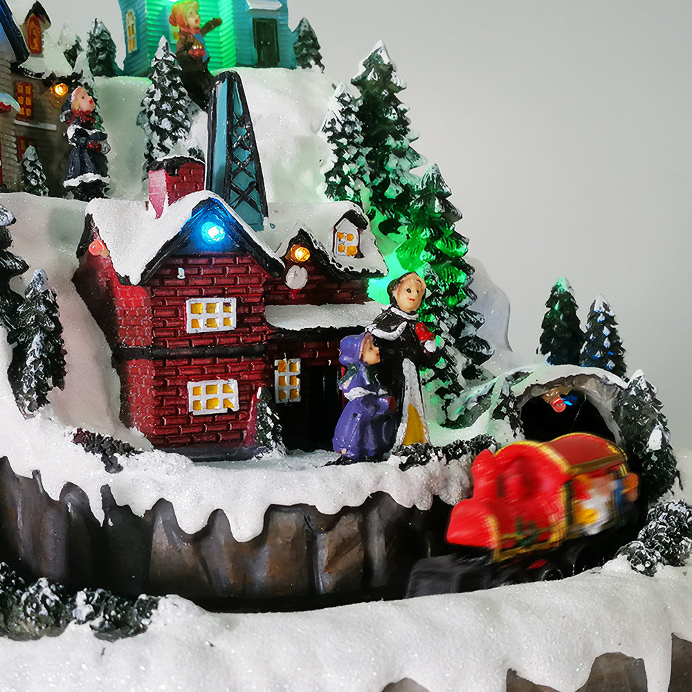 Xmas House W/ Train - Light up Diorama