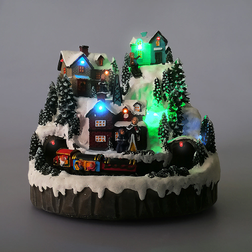 Xmas House W/ Train - Light up Diorama