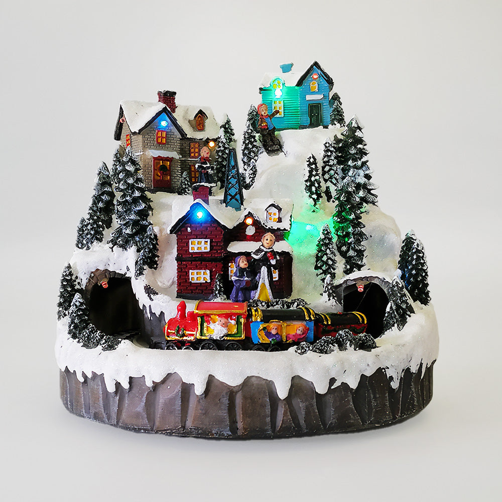 Xmas House W/ Train - Light up Diorama