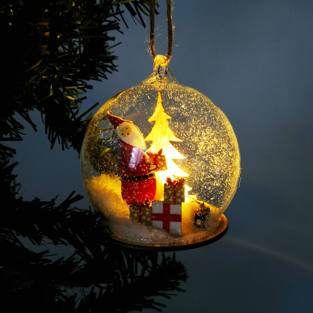 Santa In Globe - LED Bauble