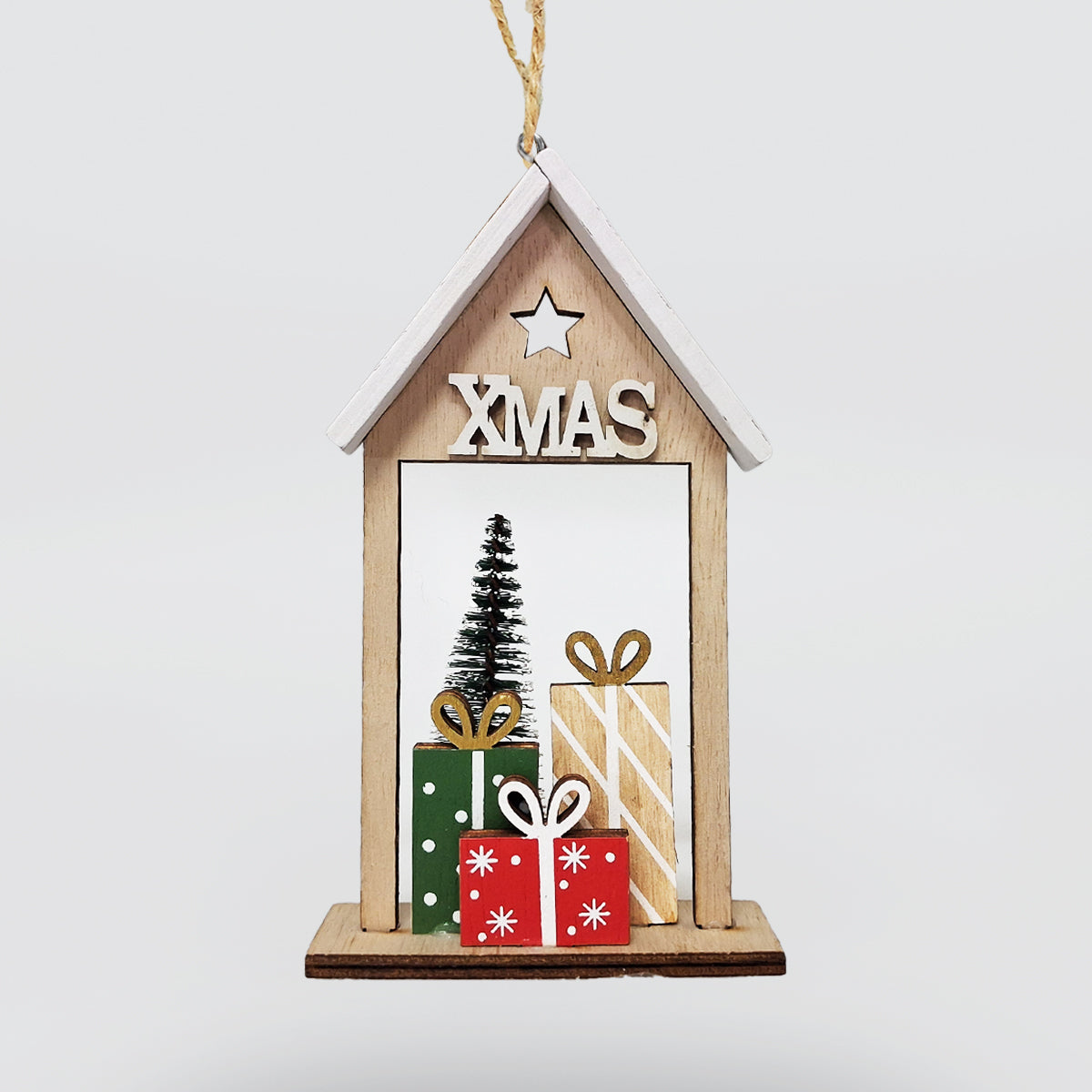 Christmas House With Presents Hanging Ornament