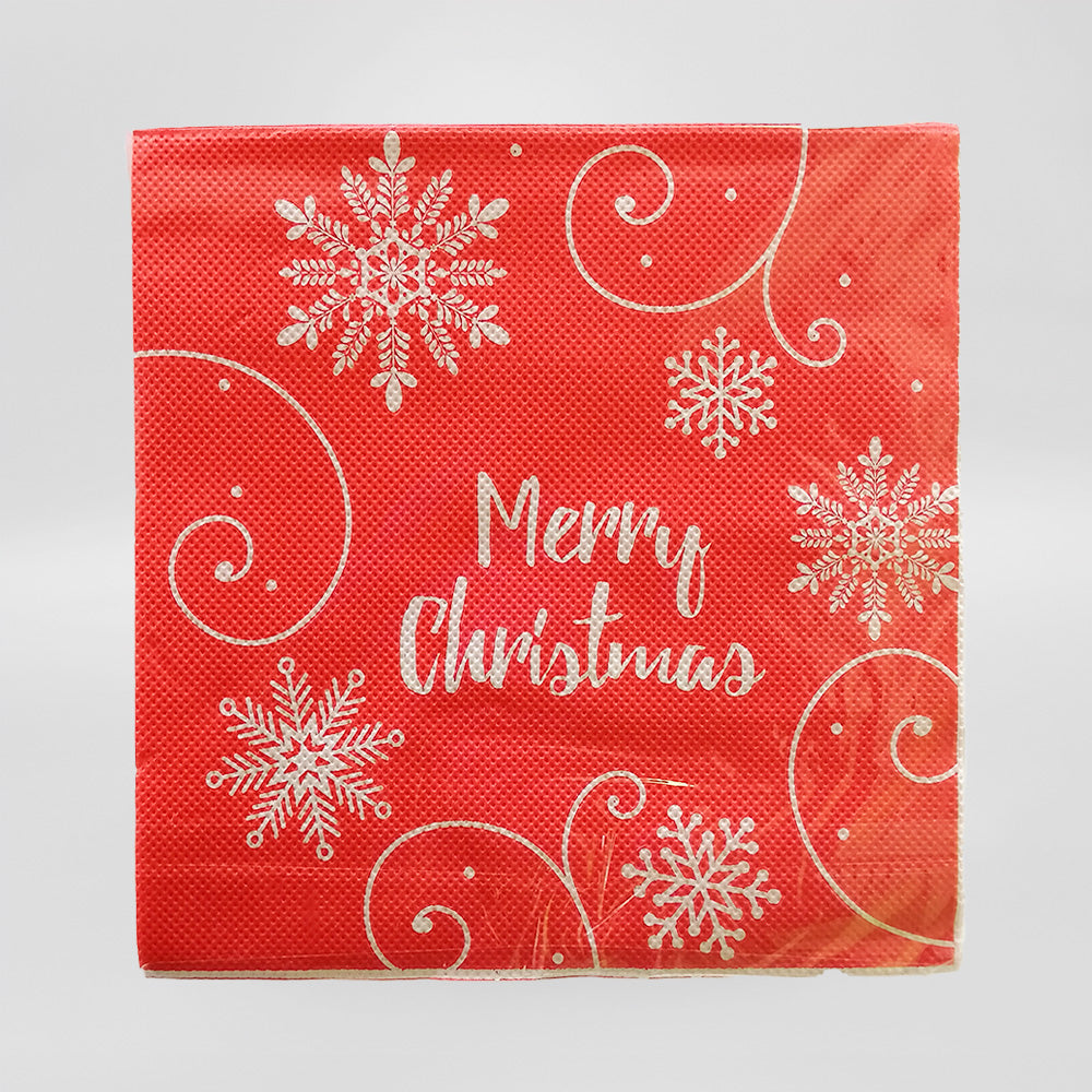 'Red & Snowflake' Xmas Napkins - 20