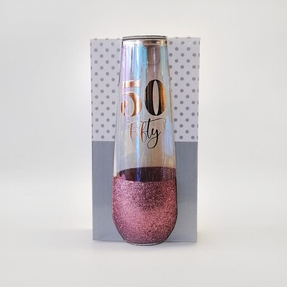 50th Birthday Glitter Champagne Glass