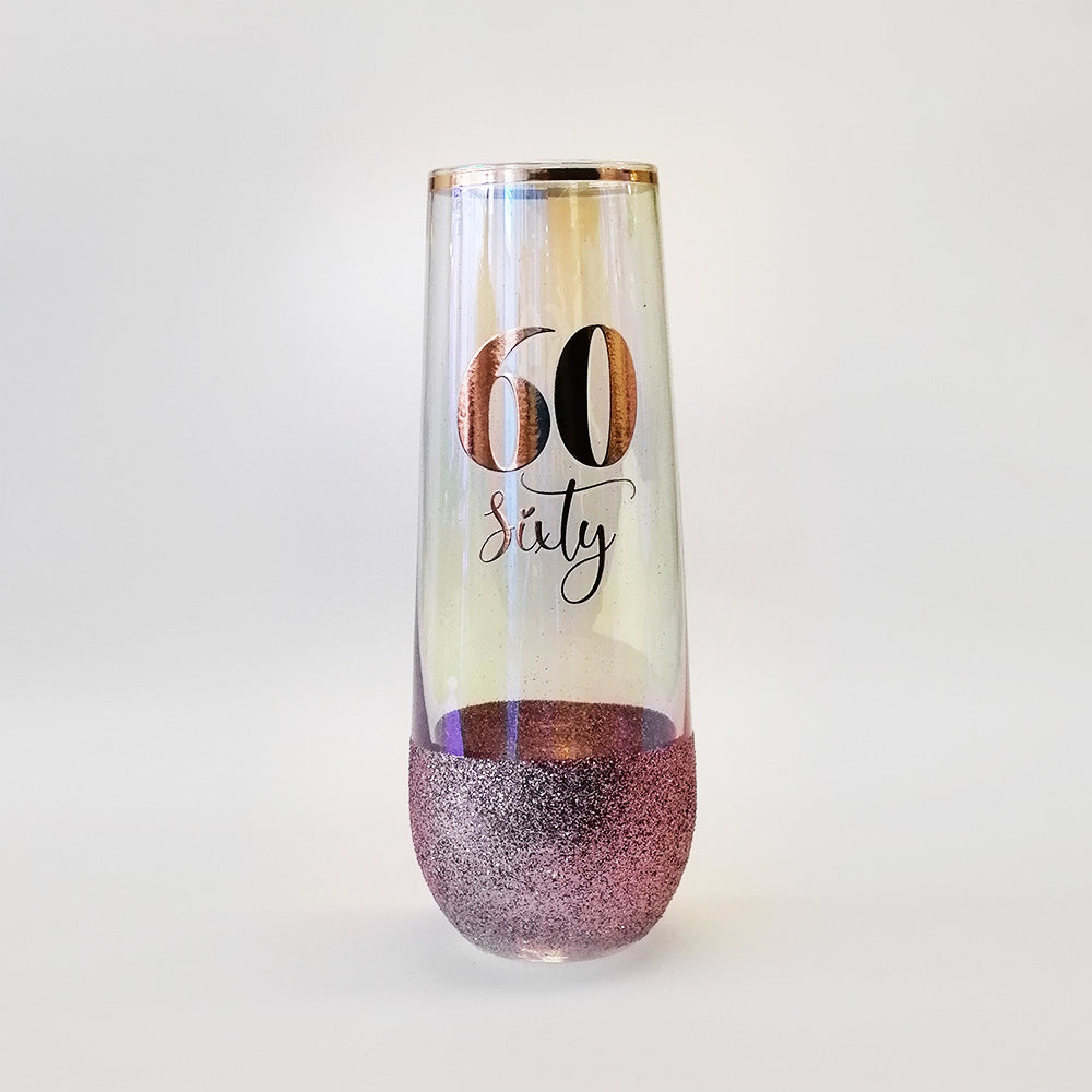 60th Birthday Glitter Champagne Glass