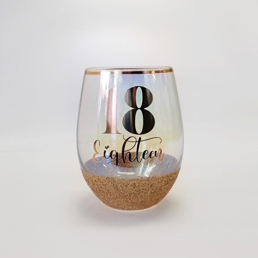 18th Birthday Glitter Glass