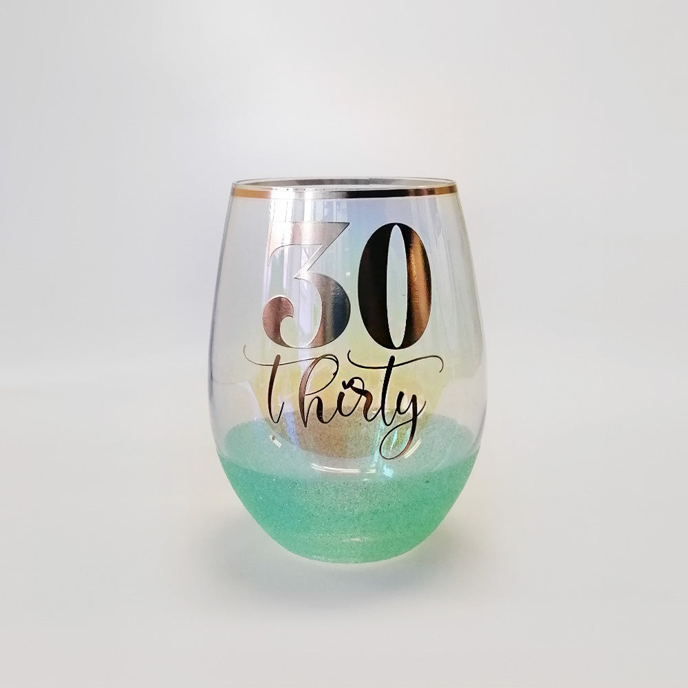 30th  Birthday Glitter Glass