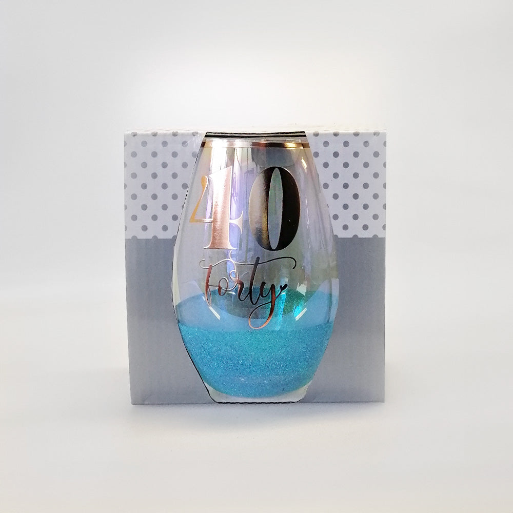 40th  Birthday Glitter Glass