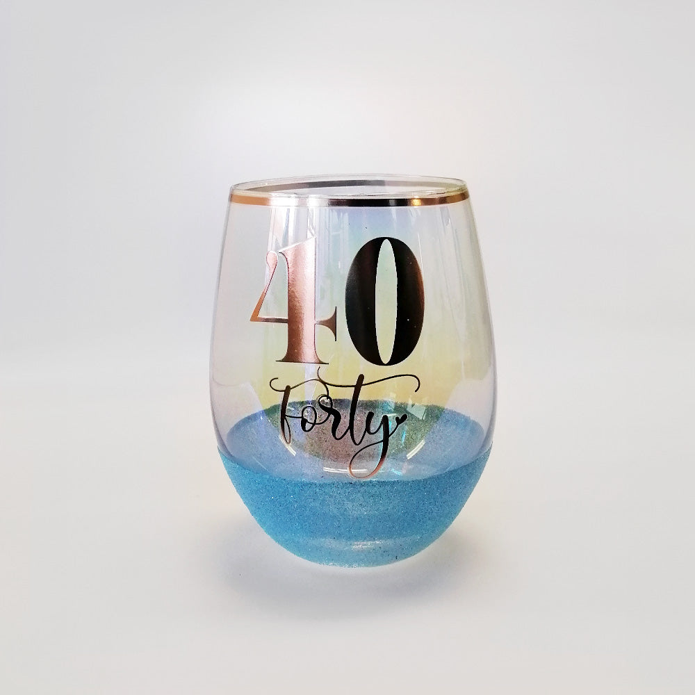 40th  Birthday Glitter Glass