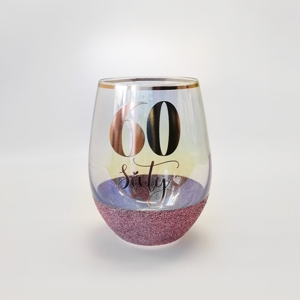 60th  Birthday Glitter Glass