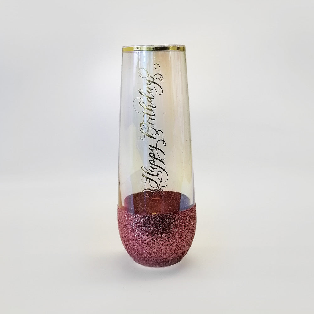 Birthday Glitter Champagne Glass