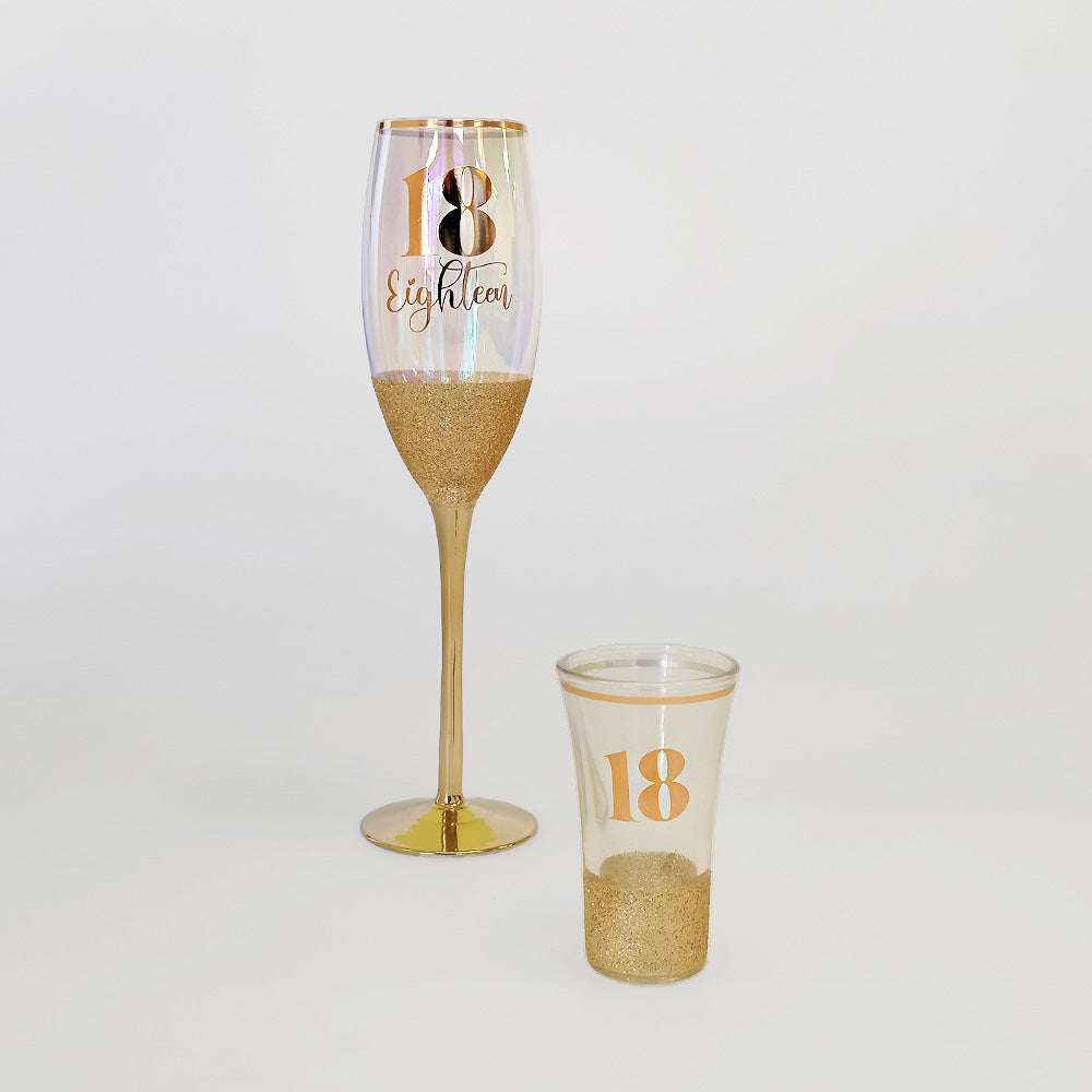 18th Champagne & Shot Glass Set