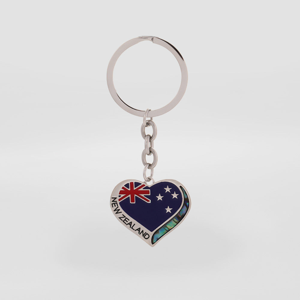 NZ Heart S/Steel Keyring