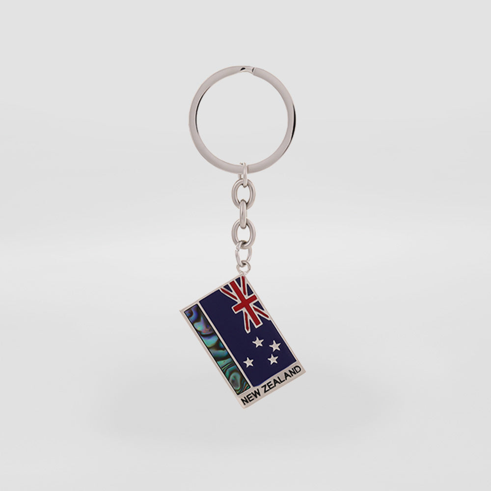 NZ Flag Paua S/Steel Keyring