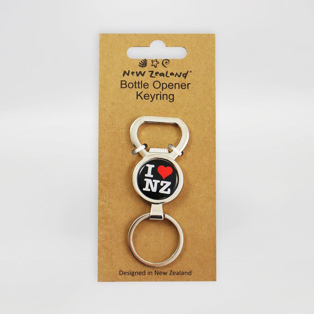 'I love NZ' Bottle Opener Keyring