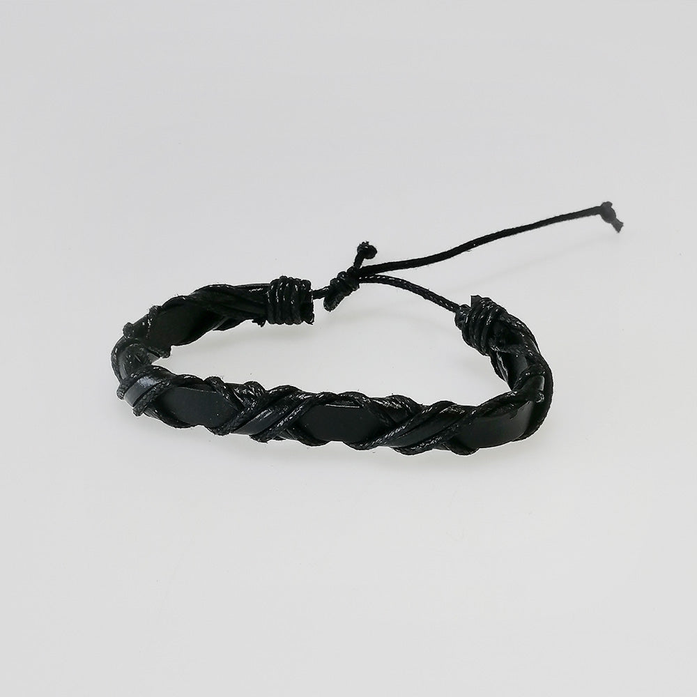 Leather Bracelet - Woven Black