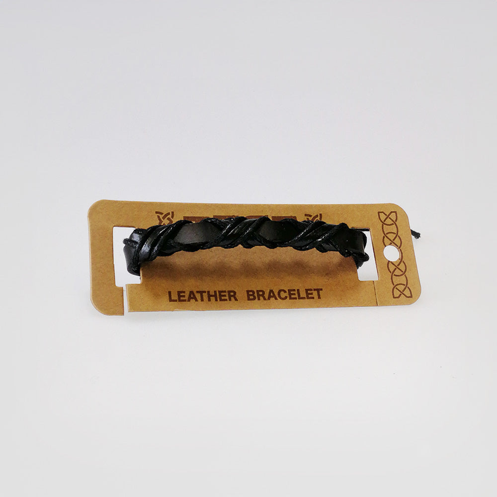 Leather Bracelet - Woven Black