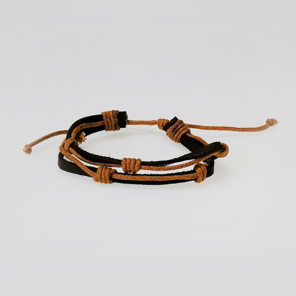 Leather Bracelet - Knotted Brown