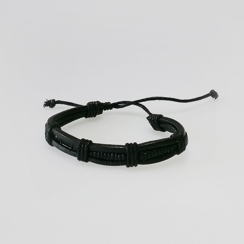 Leather Bracelet - Black Tied Coil