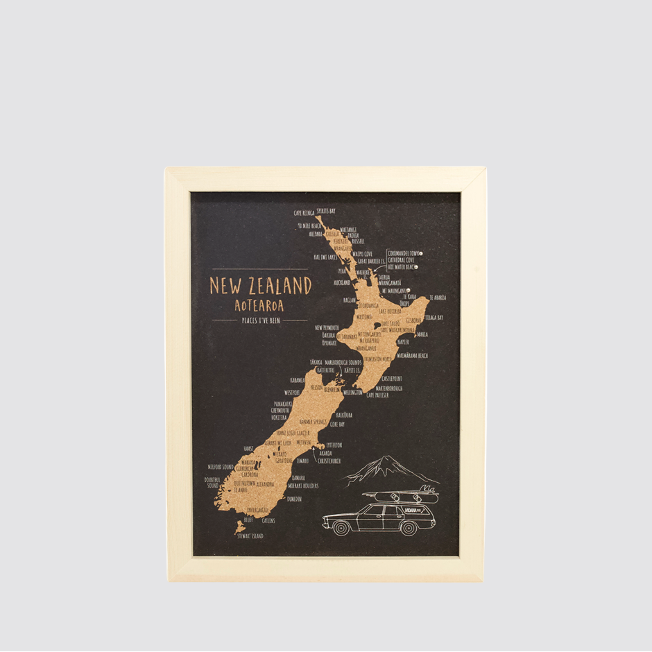 NZ Cork Pin Travel Map - A4 & A3