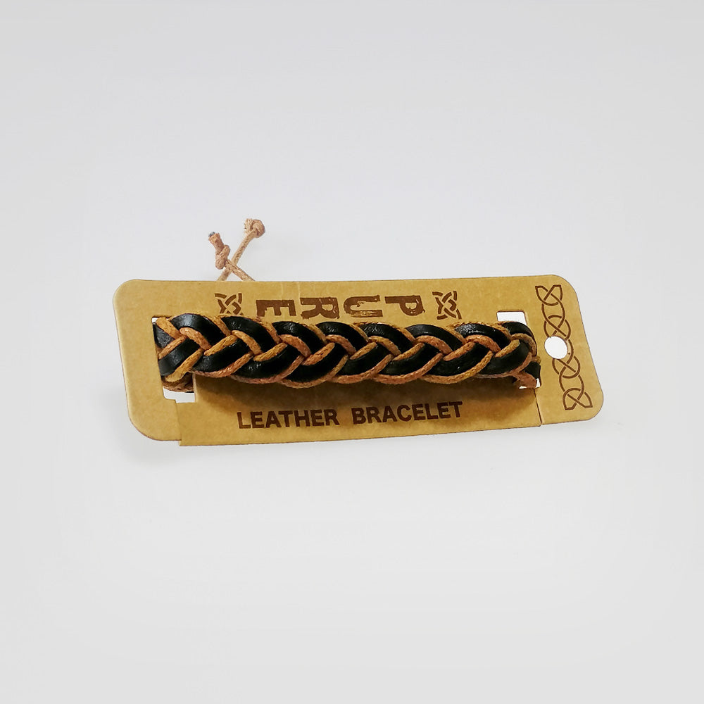 Leather Bracelet - Black & Brown Woven