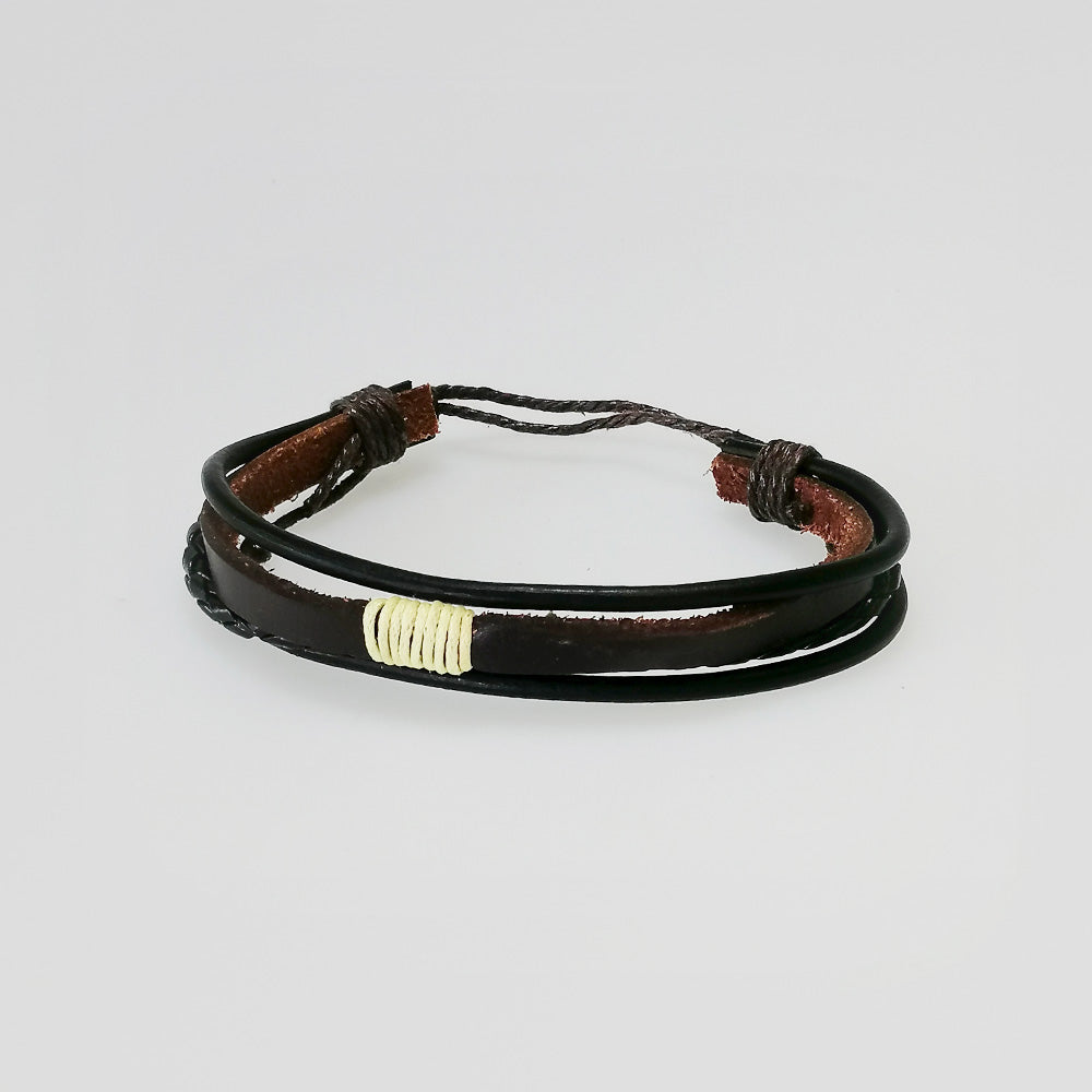 Leather Bracelet - Black & Brown Woven