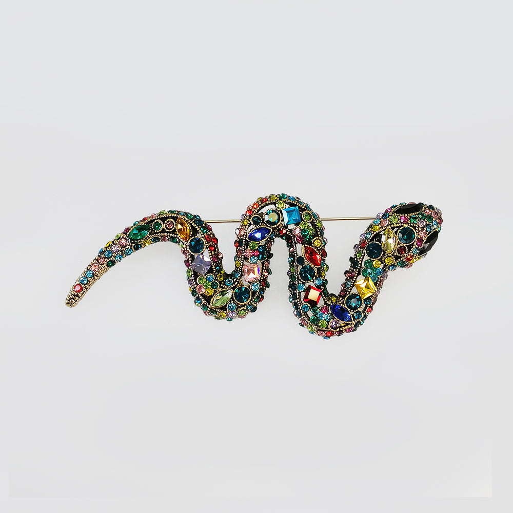 Multi-Coloured Snake Brooch