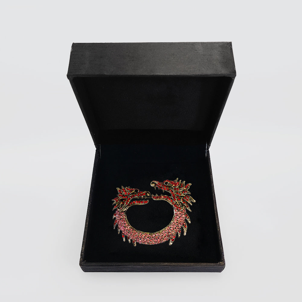 Red Diamante Dragon Brooch