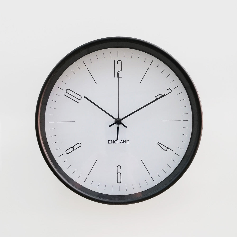 Black Clock W/ White Face - 12in