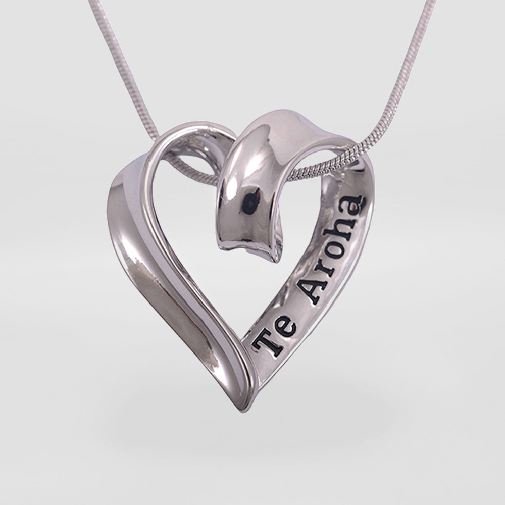 Te Aroha 'Ribbon' Heart Pendant