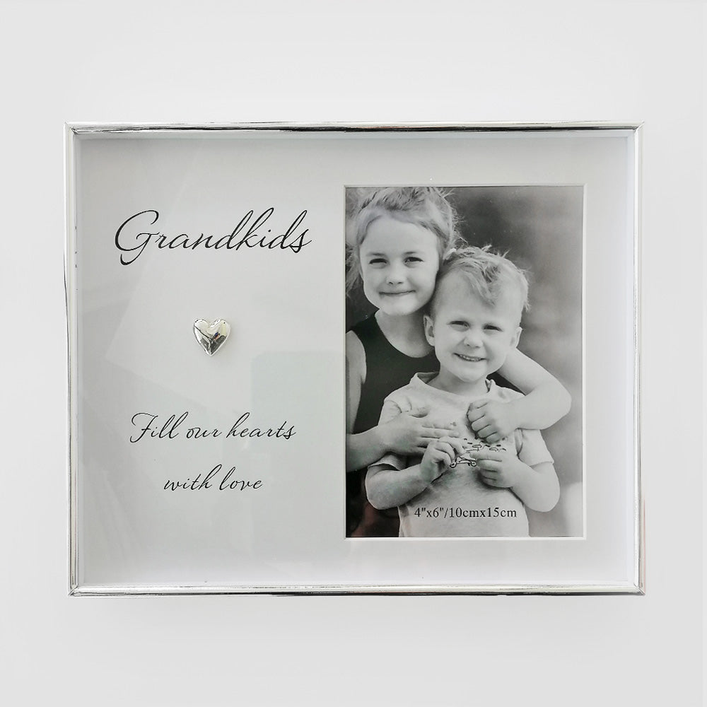 Silver frame W/ Heart - Grandkids