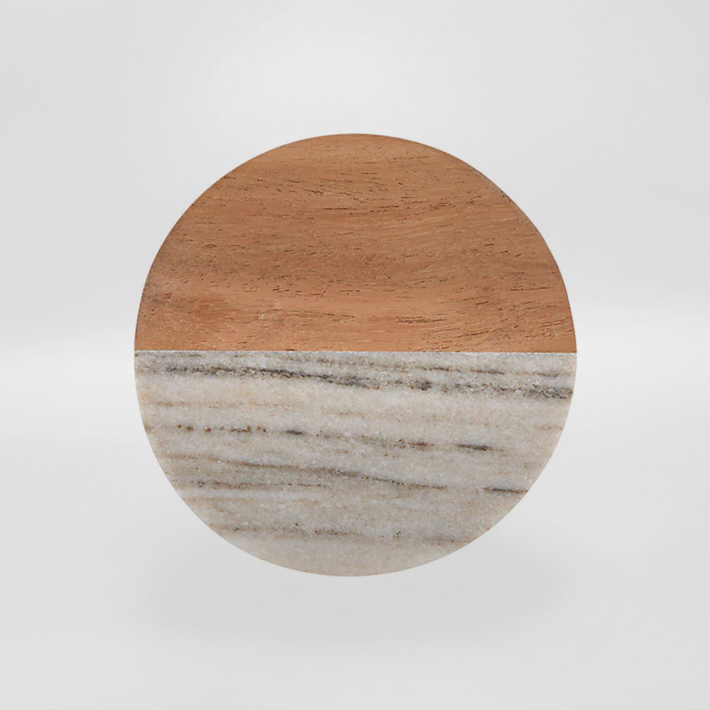 Round Marble & Acacia Coasters