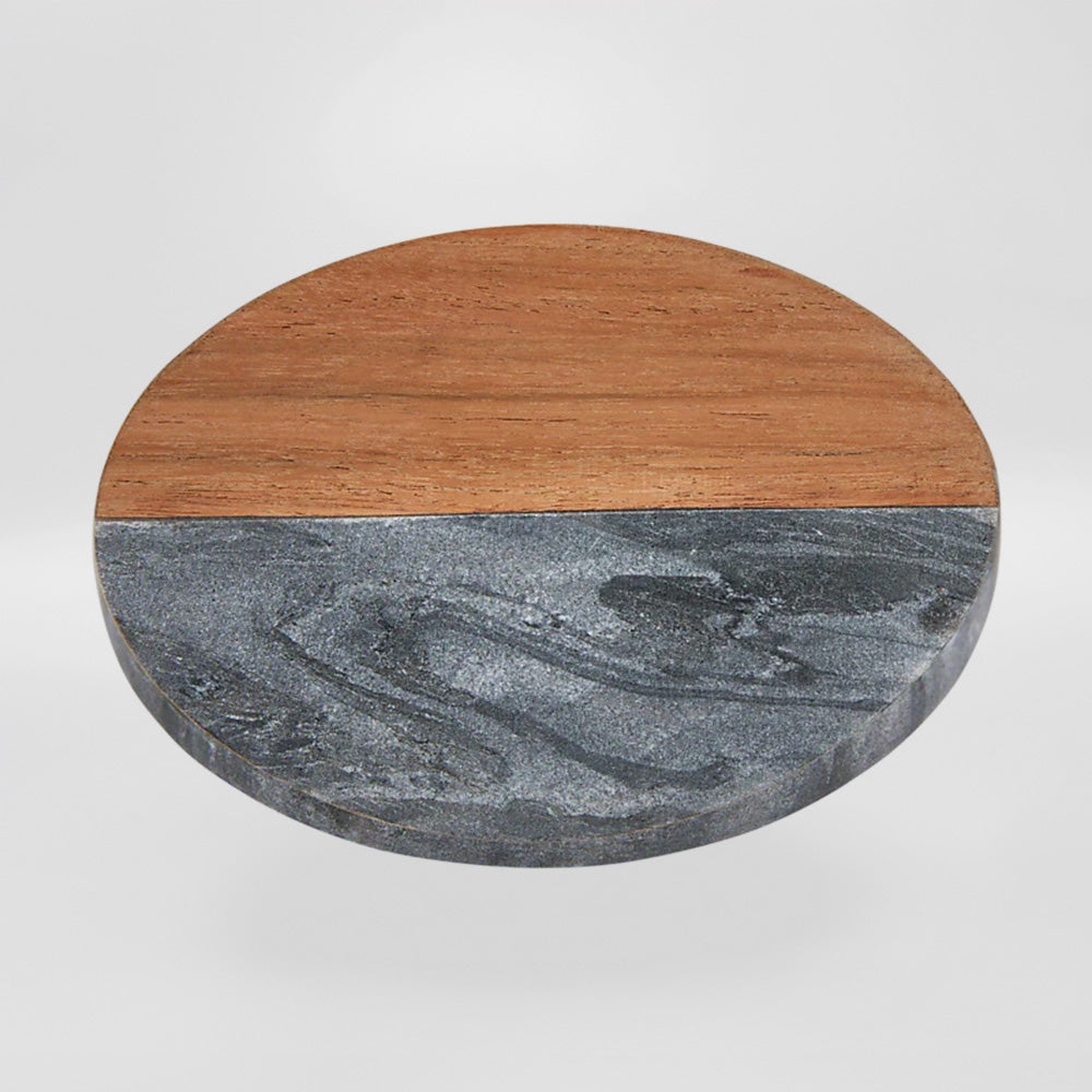 Round Marble & Acacia Coasters