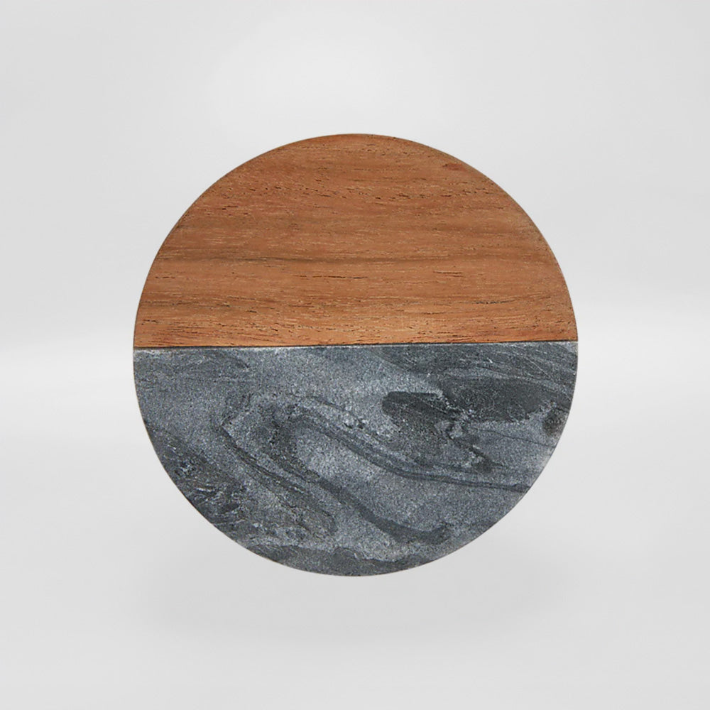 Round Marble & Acacia Coasters