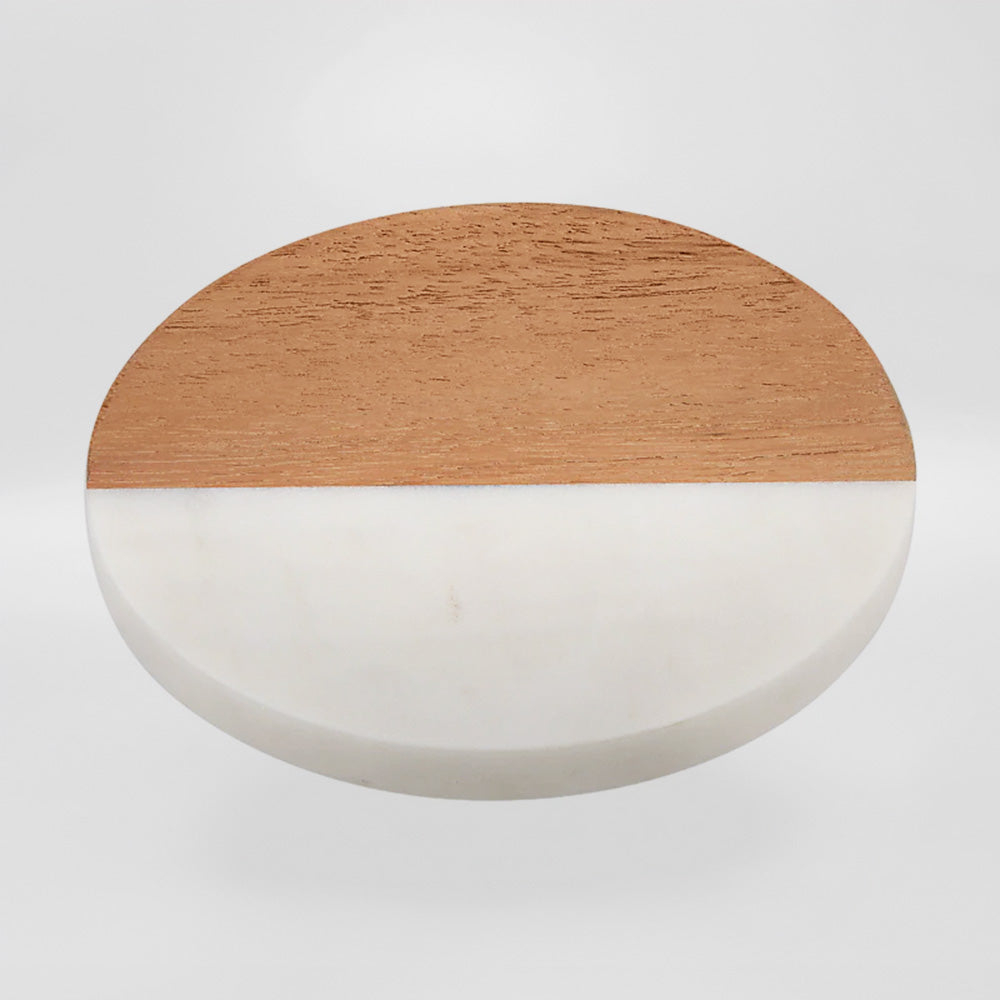 Round Marble & Acacia Coasters