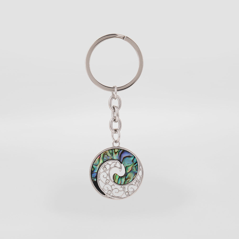 Koru Paua Swirl S/Steel Keyring