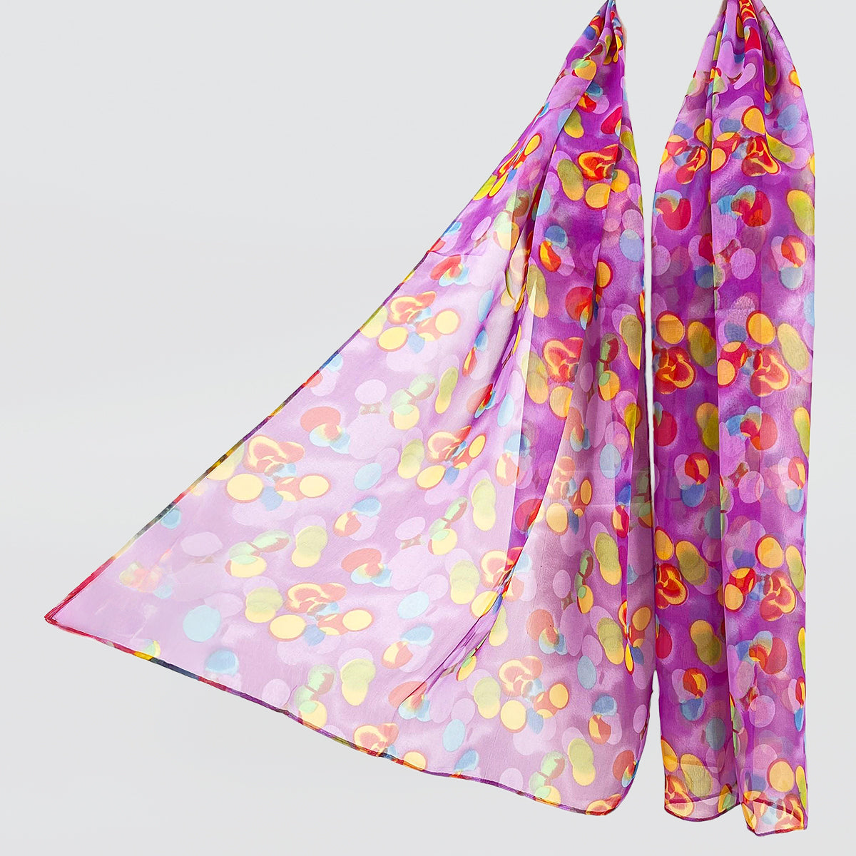 Purple Multi-Coloured Chiffon 'Balloon' Scarf
