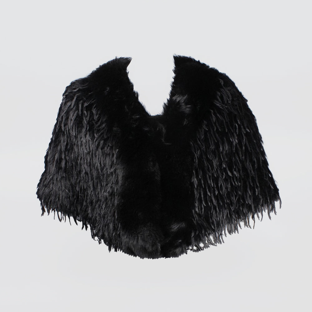 Black Faux Leather Capelet
