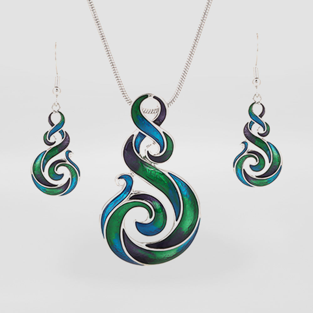 Blue & Green Purple Twist Pendant Set